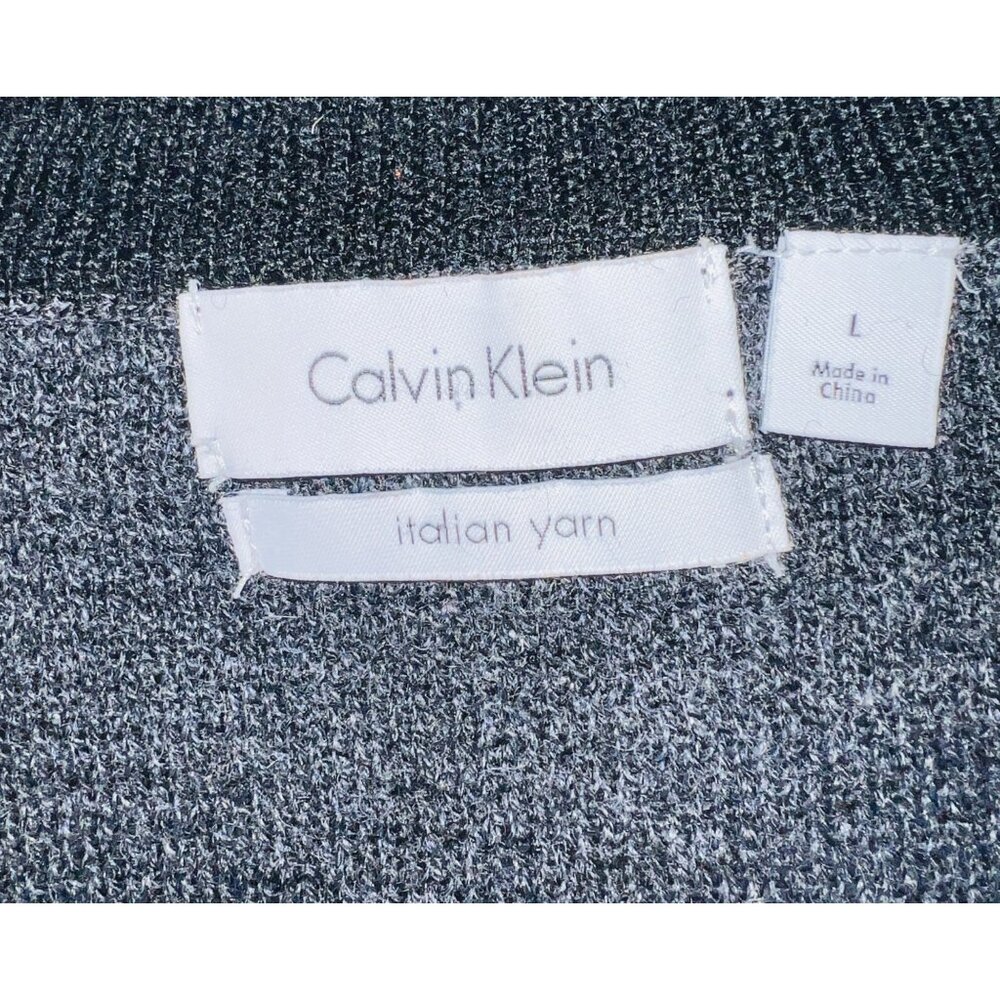 Calvin Klein Mens Italian Yarn Half-Zip Sweater L Gray & Black - Picture 3 of 3